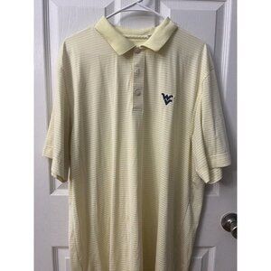 CB dry Tech West Virginia’s men’s polo‎ yellow and white striped 2XL.